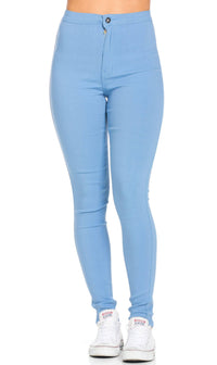 Super High Waisted Stretchy Skinny Jeans - Baby Blue - SohoGirl.com