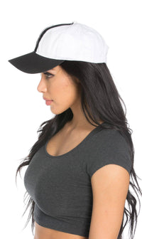 Two Tone Striped Dad Hat in Black and White - SohoGirl.com