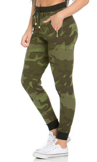 Fitted Banded Drawstring Camouflage Jogger Pants - SohoGirl.com