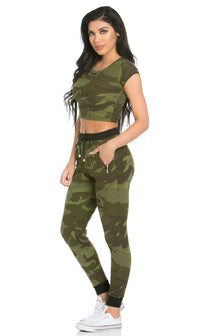 Fitted Banded Drawstring Camouflage Jogger Pants - SohoGirl.com