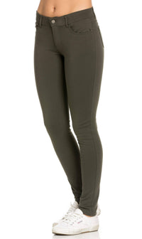 Classic Stretch Knit Skinny Pants in Olive (Plus Sizes Available) - SohoGirl.com