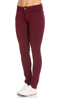 Classic Stretch Knit Skinny Pants in Burgundy (Plus Sizes Available) - SohoGirl.com