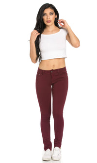 Classic Stretch Knit Skinny Pants in Burgundy (Plus Sizes Available) - SohoGirl.com