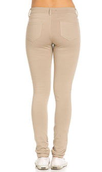 Classic Stretch Knit Skinny School Pants in Khaki (Plus Sizes Available S-3XL) - SohoGirl.com
