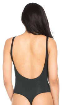 Basic Open Back Thong Bodysuit in Black - SohoGirl.com