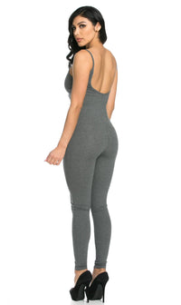 Pinch Front Camisole Unitard in Gray (S-XL) - SohoGirl.com