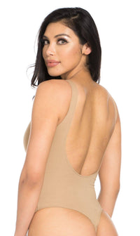 Basic Open Back Thong Bodysuit in Nude - SohoGirl.com