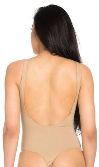 Basic Open Back Thong Bodysuit in Nude - SohoGirl.com