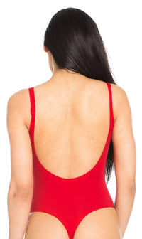 Basic Open Back Thong Bodysuit - Red - SohoGirl.com