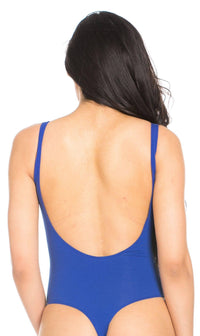 Basic Open Back Thong Bodysuit in Royal Blue - SohoGirl.com