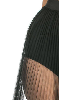 Pleated High Waisted Sheer Maxi Skirt in Black - SohoGirl.com