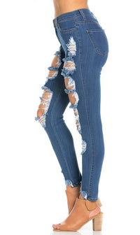 Destroyed Skinny Jeans in Blue - SohoGirl.com