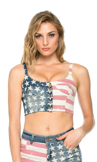 Vintage American Flag Bustier Crop Top - SohoGirl.com