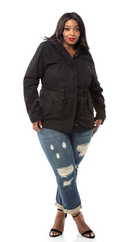 Plus Size Hooded Parka Coat in Black - SohoGirl.com