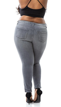 Plus Size Mica Mid Rise Skinny Ankle Jeans - Gray - SohoGirl.com