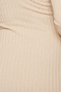 Maxi Ribbed Long Sleeve Sweater Dress - Cream - SohoGirl.com
