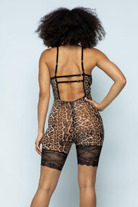 Alexa Leopard Lace Detail Romper - SohoGirl.com